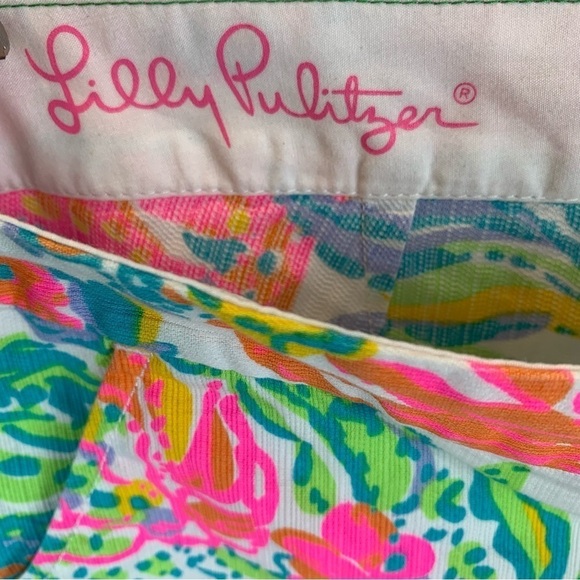 Lilly Pulitzer sz 2 Casa Marina Neon Floral Buttercup Scalloped Hem Shorts - Picture 5 of 7